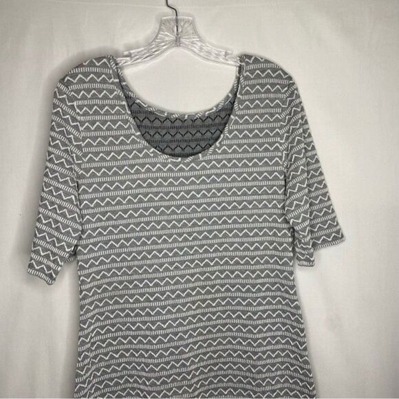 Xhiliration Black White Chevron Stretch Bodycon Short Sleeve Textured Dress L - Picture 6 of 9